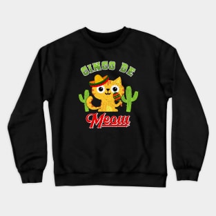 Cinco de Mayo Cat - Cinco de Meow -Funny Mexico Kids Crewneck Sweatshirt